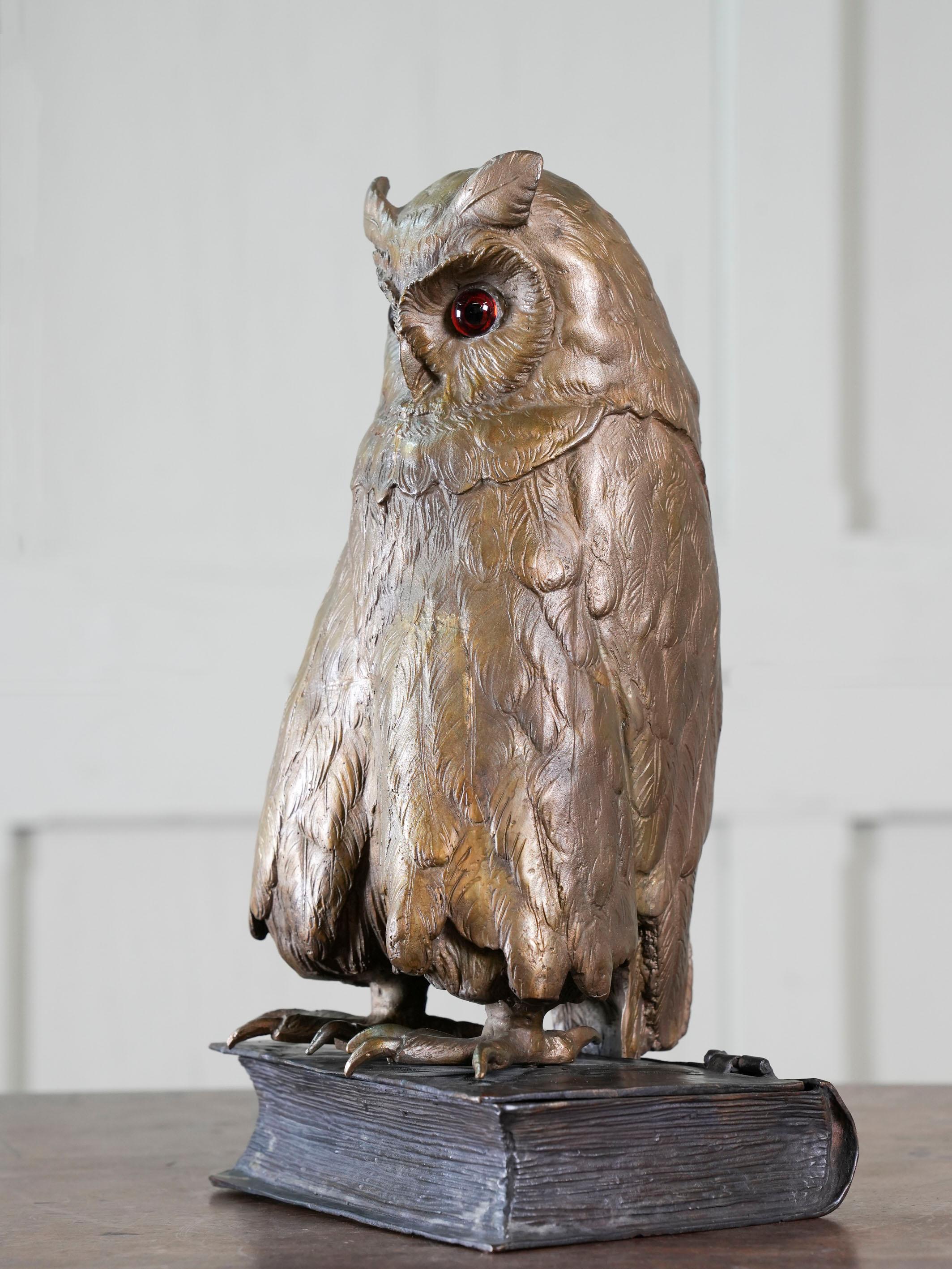 Cold Painted Viennese Bronze Owl by Franz Bergmann 6