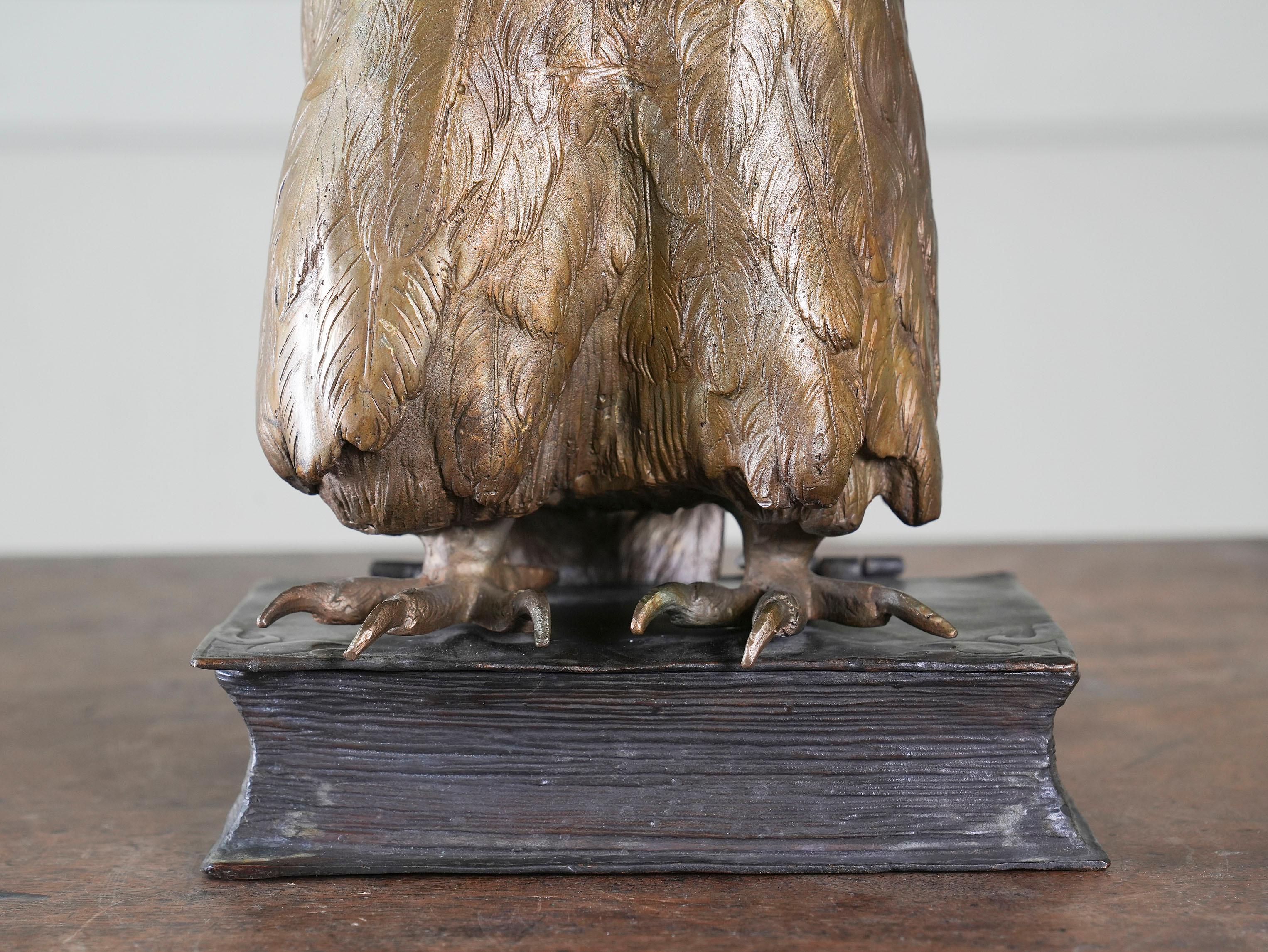 A cold painted Viennese bronze owl by Franz Bergmann.