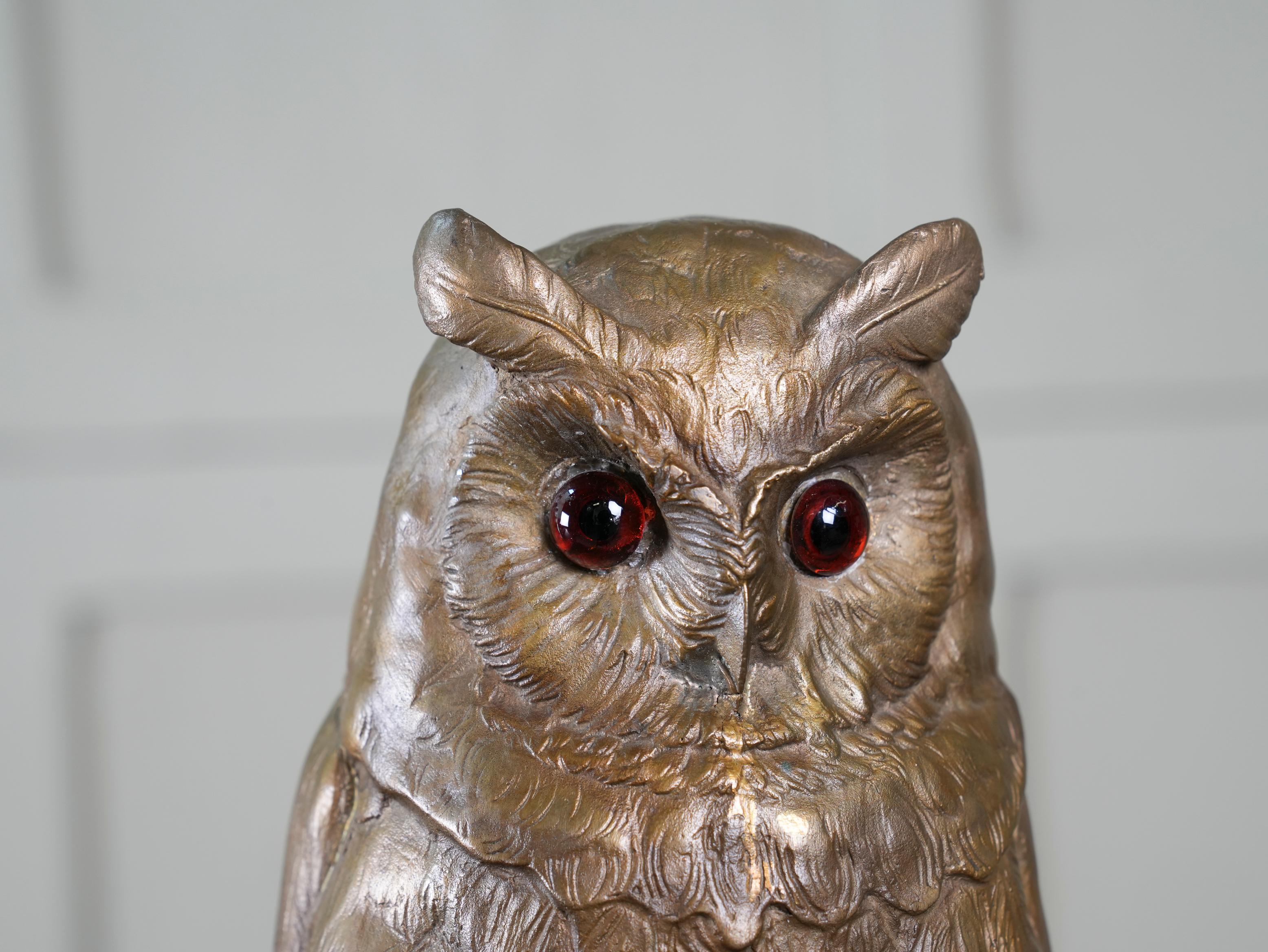Cold Painted Viennese Bronze Owl by Franz Bergmann 1
