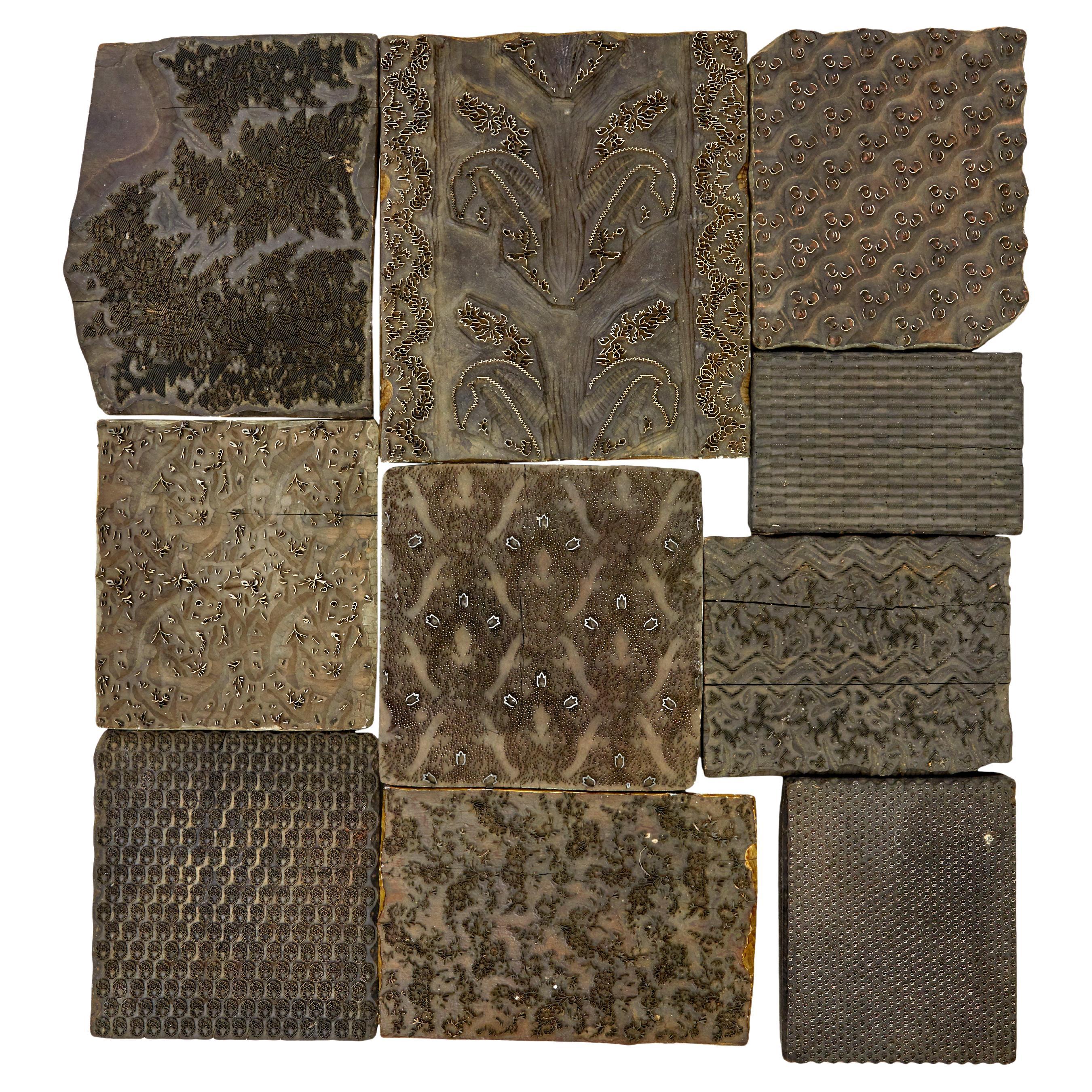 A collection of 10 fabric printing blocks Liberty of London For Sale