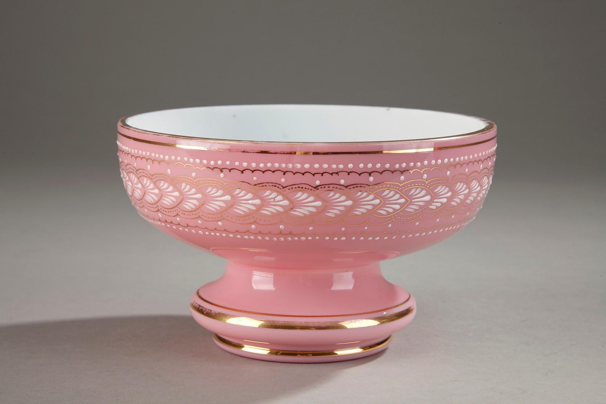 Opaline Glass Collection of 10 Mid-19th Century Pink Opaline