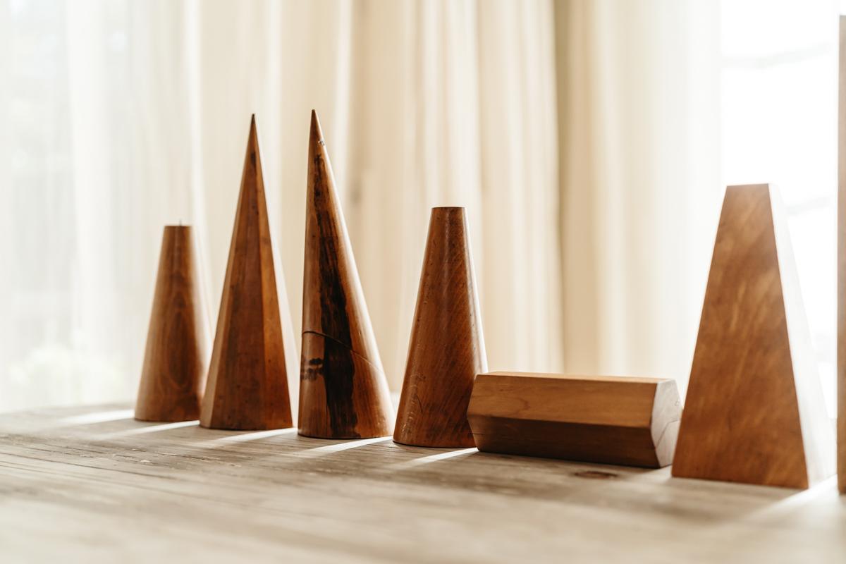 Eine Kollektion von 12 geometrischen Formen aus Eschenholz  im Angebot 9