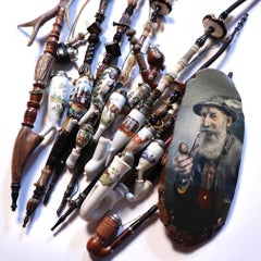 Collection of 13 Traditional German Porcelain Tobacco Pipes
