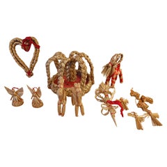 Collection'S  13 Ornamenti natalizi di paglia svedesi unici e folkloristici vintage
