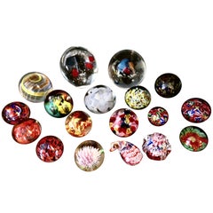 Collection of 18 Vintage Art Glass Millefiori Weights