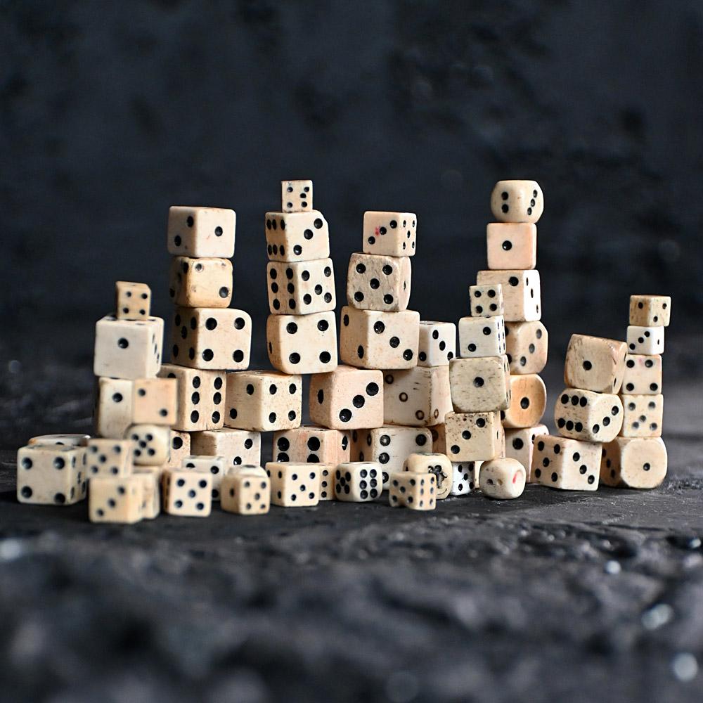 Early Victorian Collection of 19th Century Bone Dice For Sale