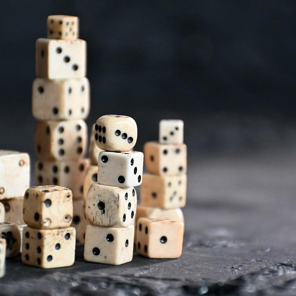 British Collection of 19th Century Bone Dice For Sale