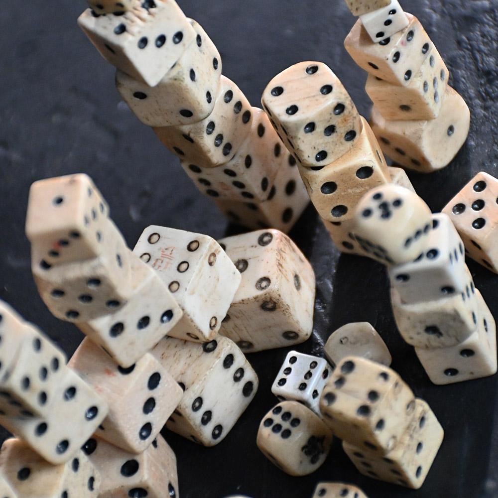 Early 20th Century Collection of 19th Century Bone Dice For Sale