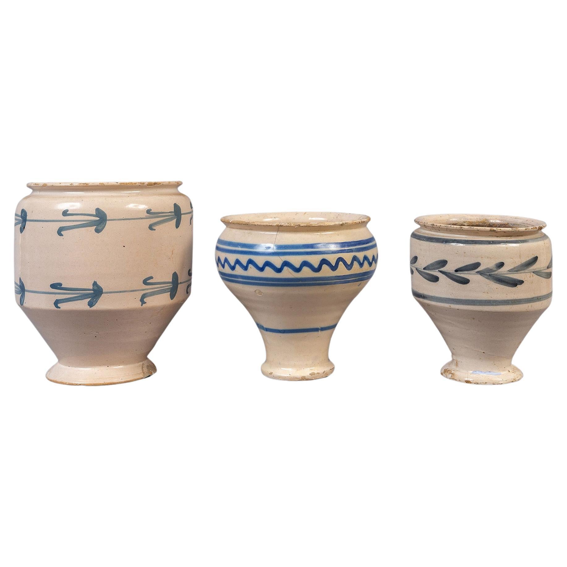 A collection of 19th Century Faience vases or 'Albarelli' from Puglia For Sale