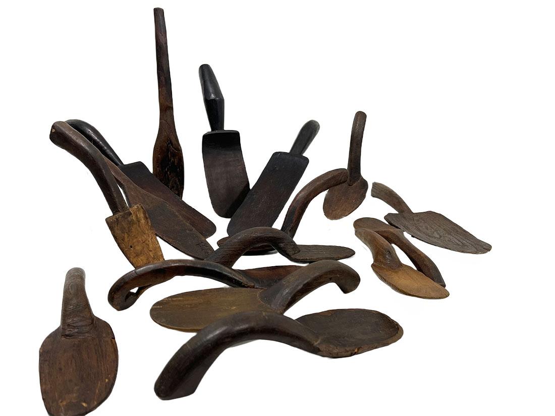 antique hand carved wooden spoons