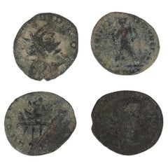 A Collection of 4 Ancient Roman Bronze Coin 200-300 AD Collectible Object