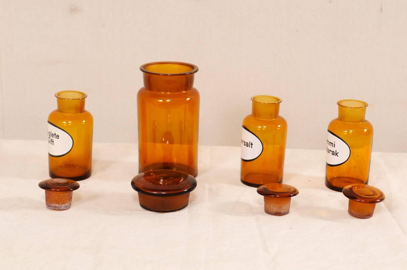 Collection of Four Antique Swedish Apothecary Jars from the Early 20th Century In Good Condition For Sale In Atlanta, GA