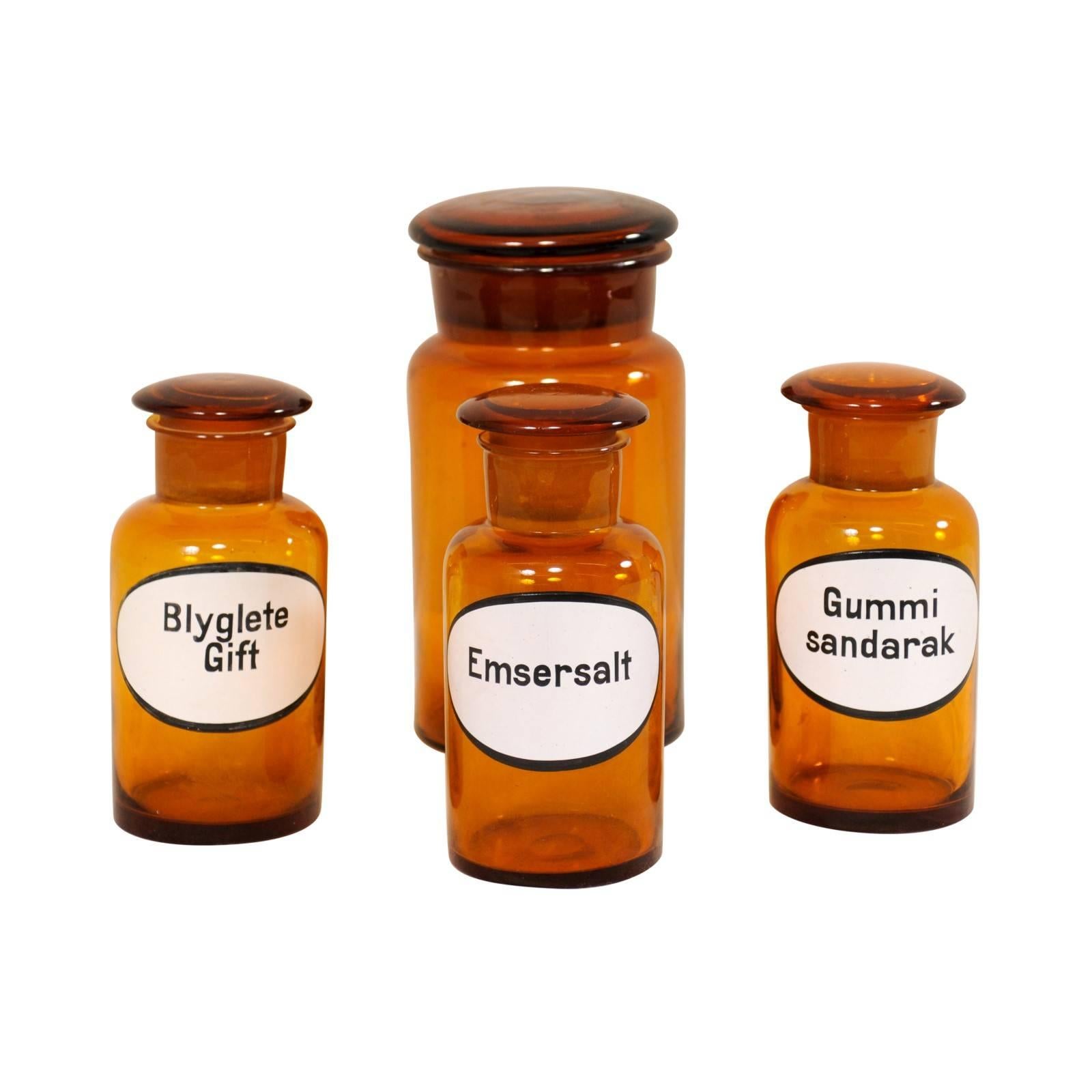 Collection of Four Antique Swedish Apothecary Jars from the Early 20th Century For Sale