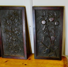 Collection de 4 panneaux de porte en chêne superbement sculptés