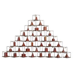 A collection of 44 scientific glass boxed geometric shapes