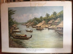 Collection of 5 Vintage School-Charts of Indonesia, Incl Bali Ritual Cremation