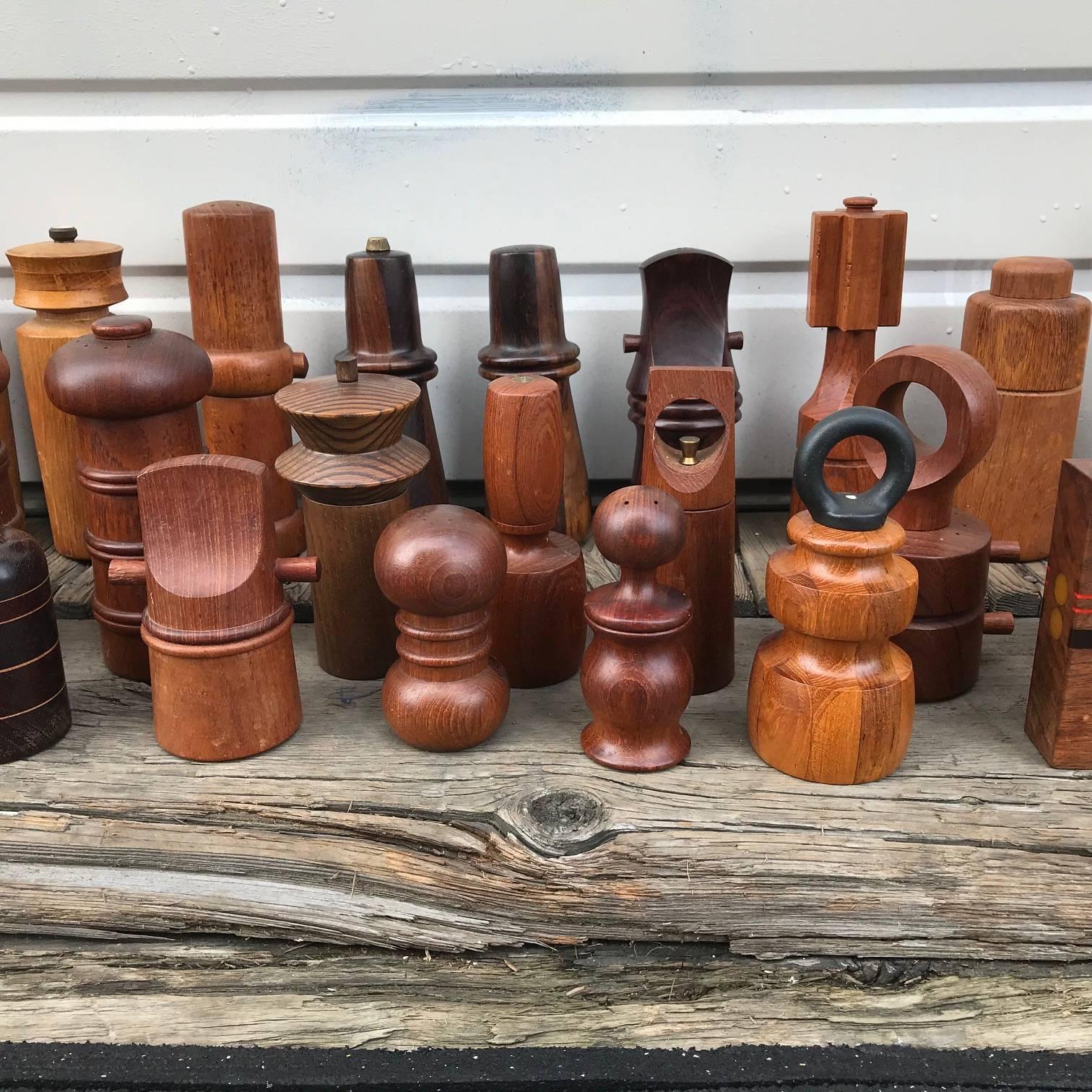 Collection of 62 Danish Peppermills and Others by Jen Quistgaard and Others In Good Condition In Portland, OR