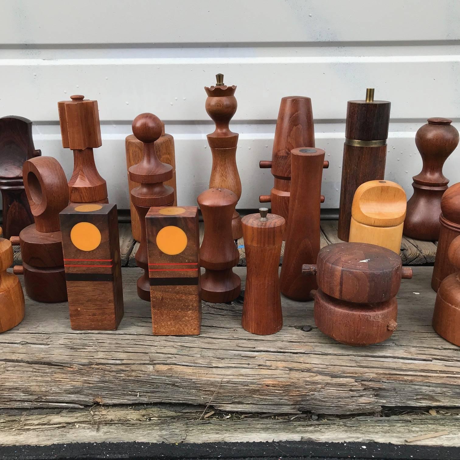Mid-20th Century Collection of 62 Danish Peppermills and Others by Jen Quistgaard and Others