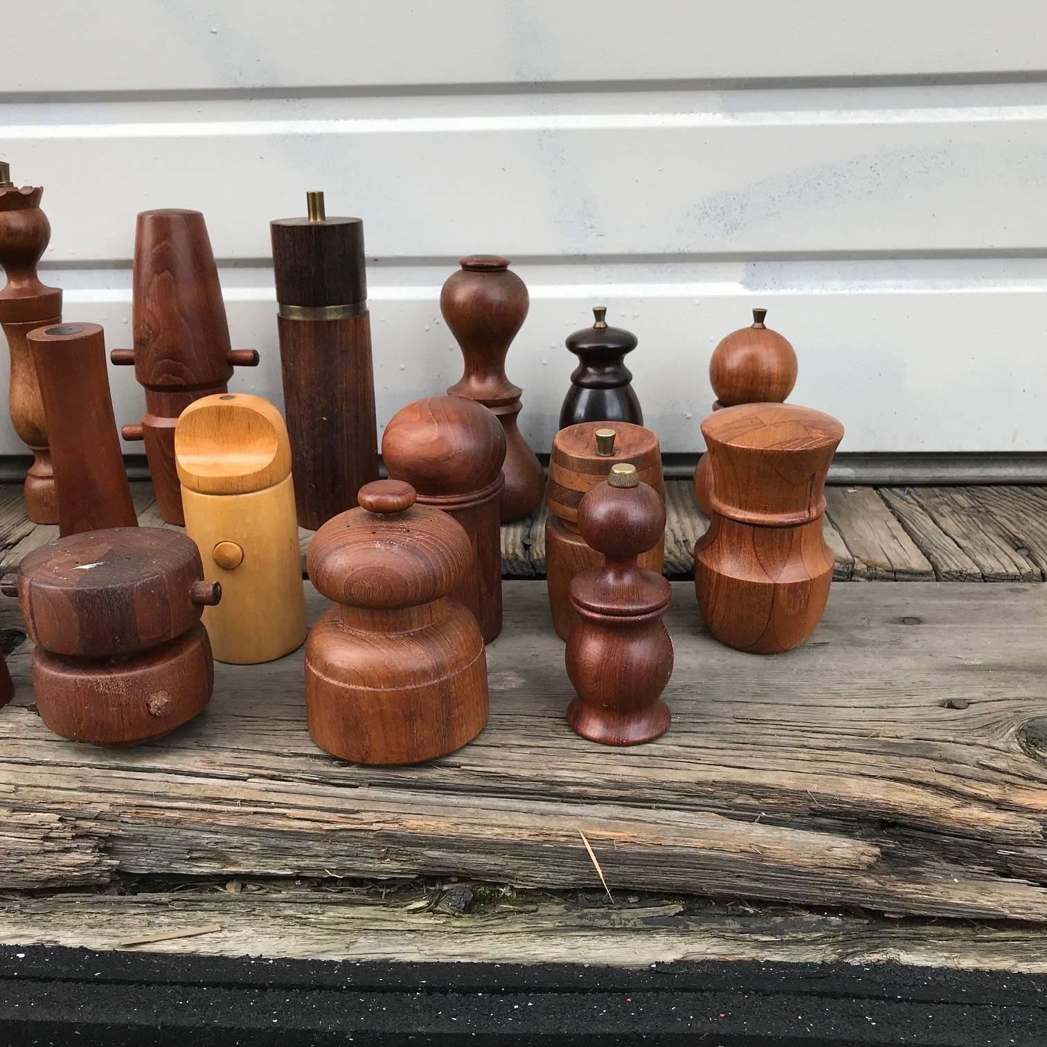 Rosewood Collection of 62 Danish Peppermills and Others by Jen Quistgaard and Others