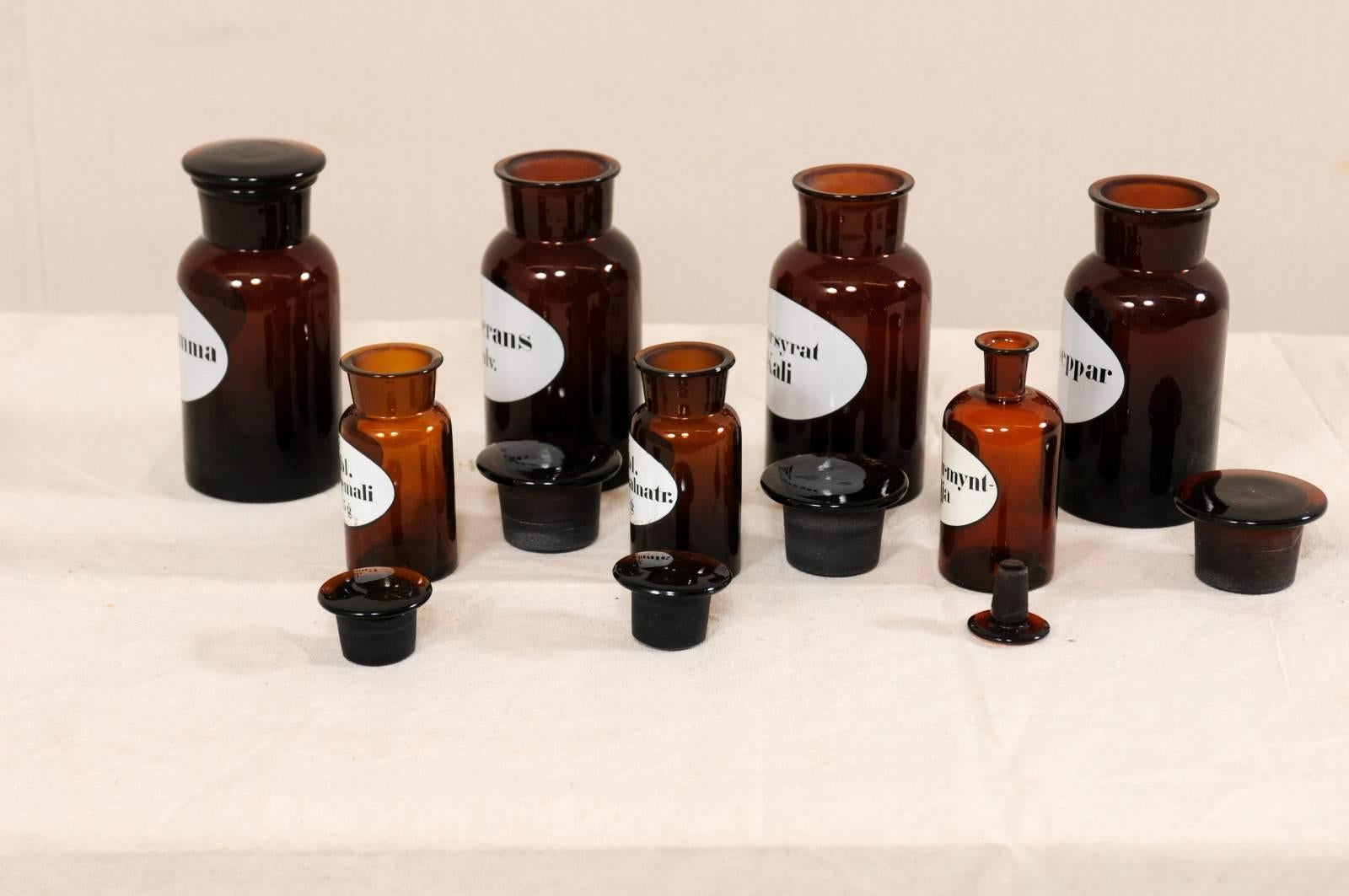 Collection of Seven Antique Swedish Apothecary Jars from the Early 20th Century For Sale 3