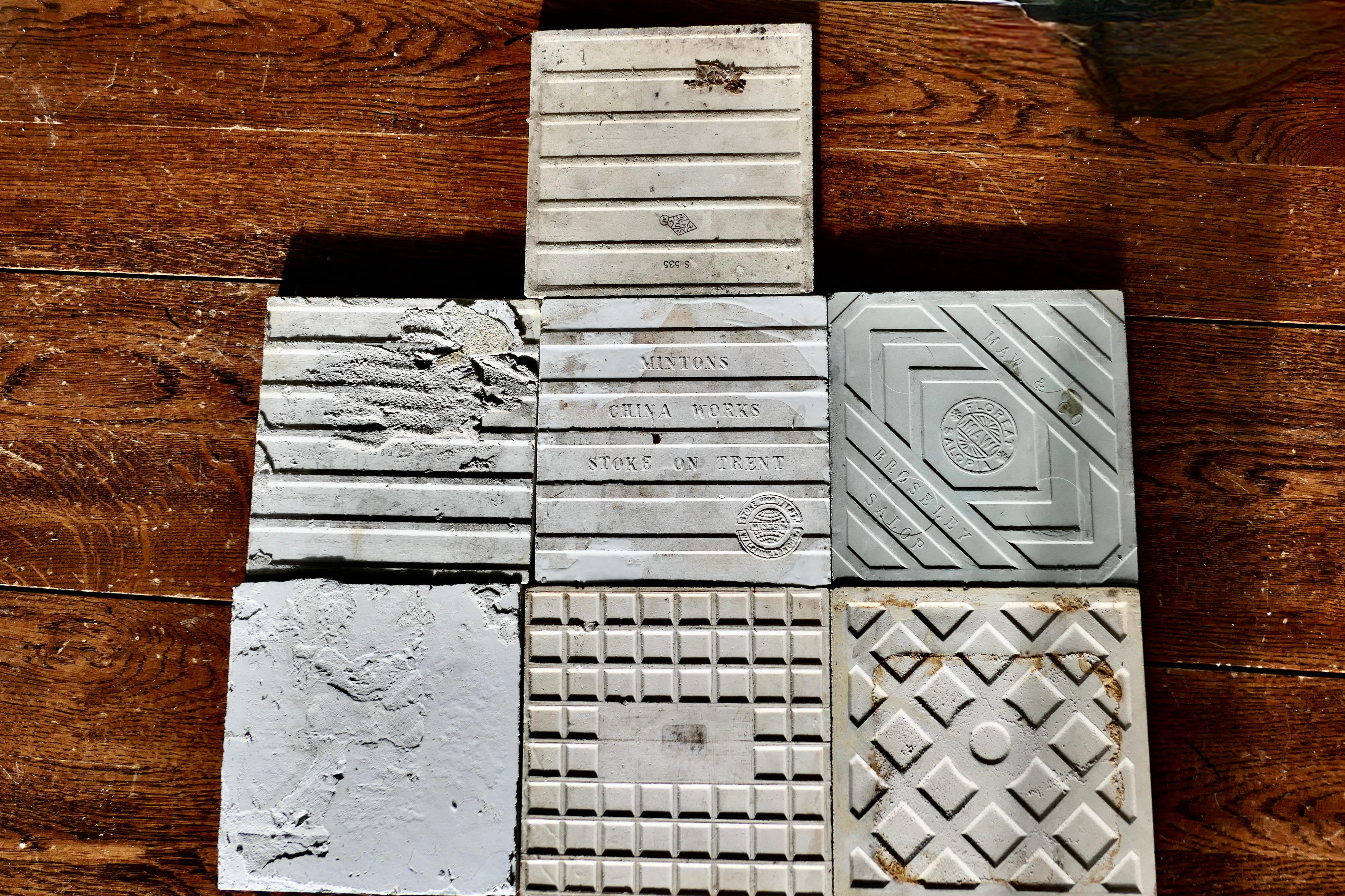 Collection of 7 Mixed Victorian Ceramic Tiles 7 Lovely Tiles For Sale 4
