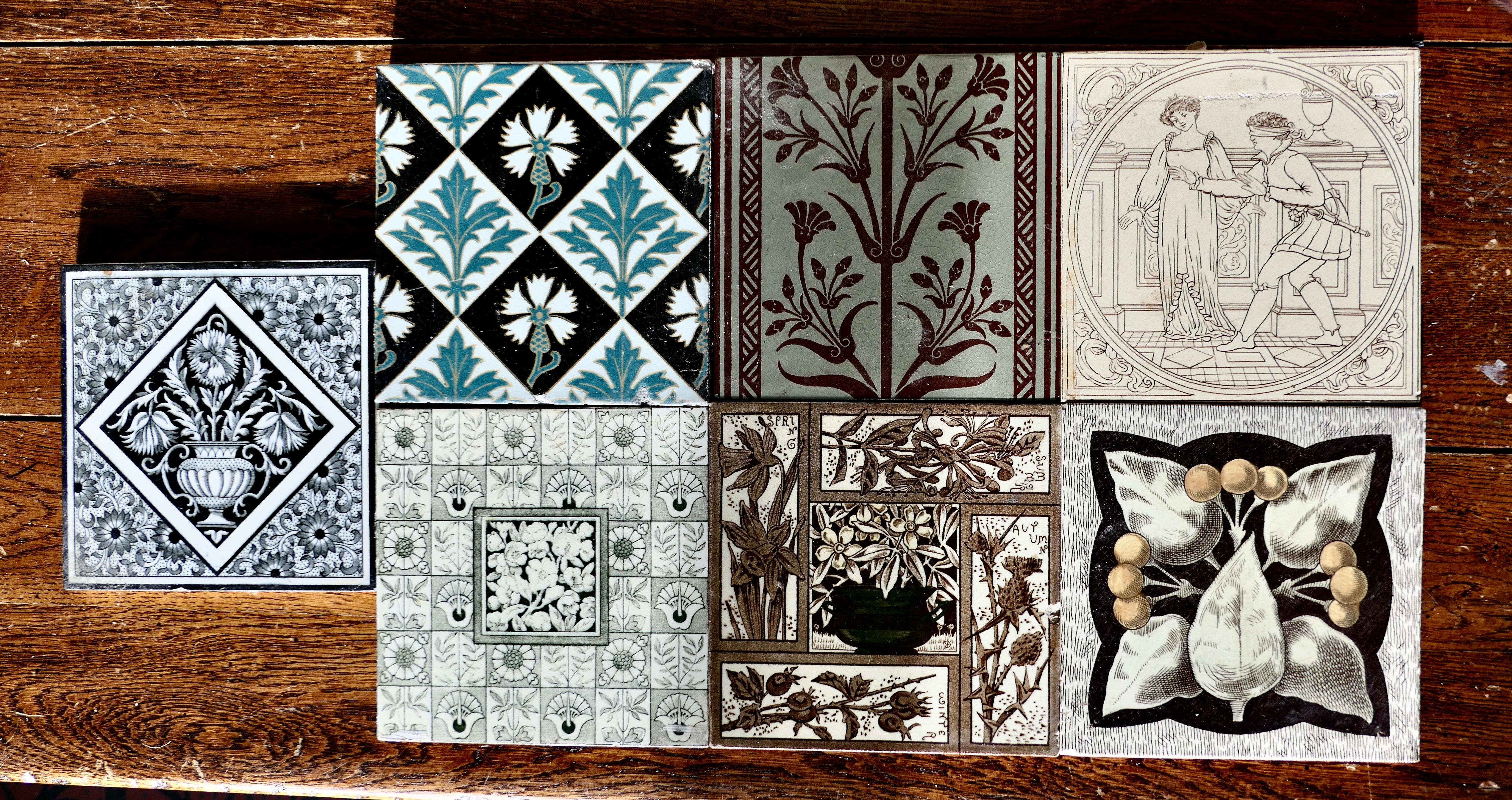 A collection of 7 mixed Victorian ceramic tiles.

7 Lovely tiles in generally good condition, a couple of tiny nibbles only

The tiles are 16 square and 1cm thick.

JK74
