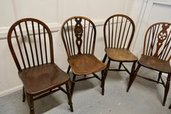 A Collection of 8 Beech and Elm Country Windsor Chairs