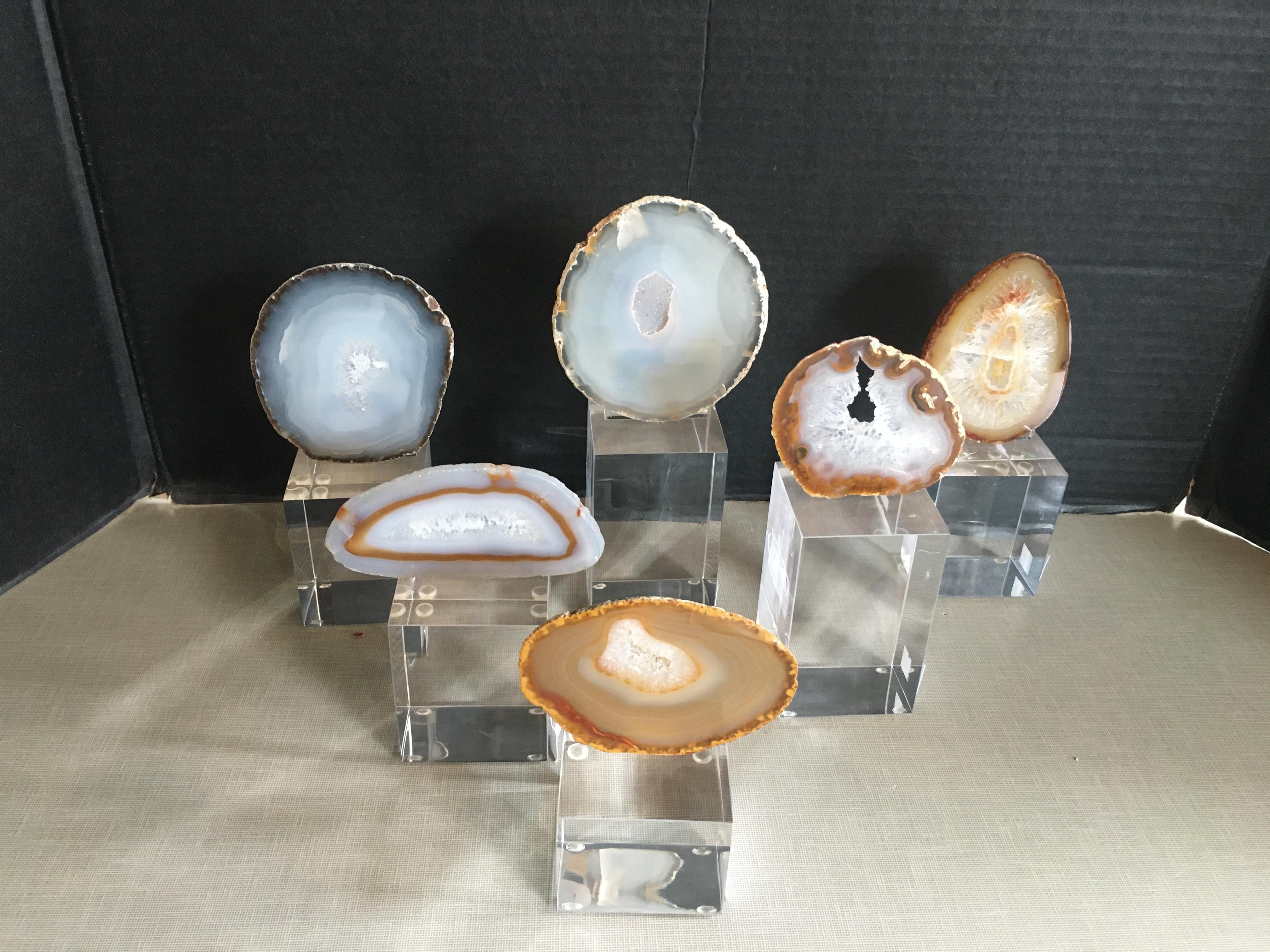 Collection of Agate Slices Mounted on Lucite In Good Condition In Chicago, IL