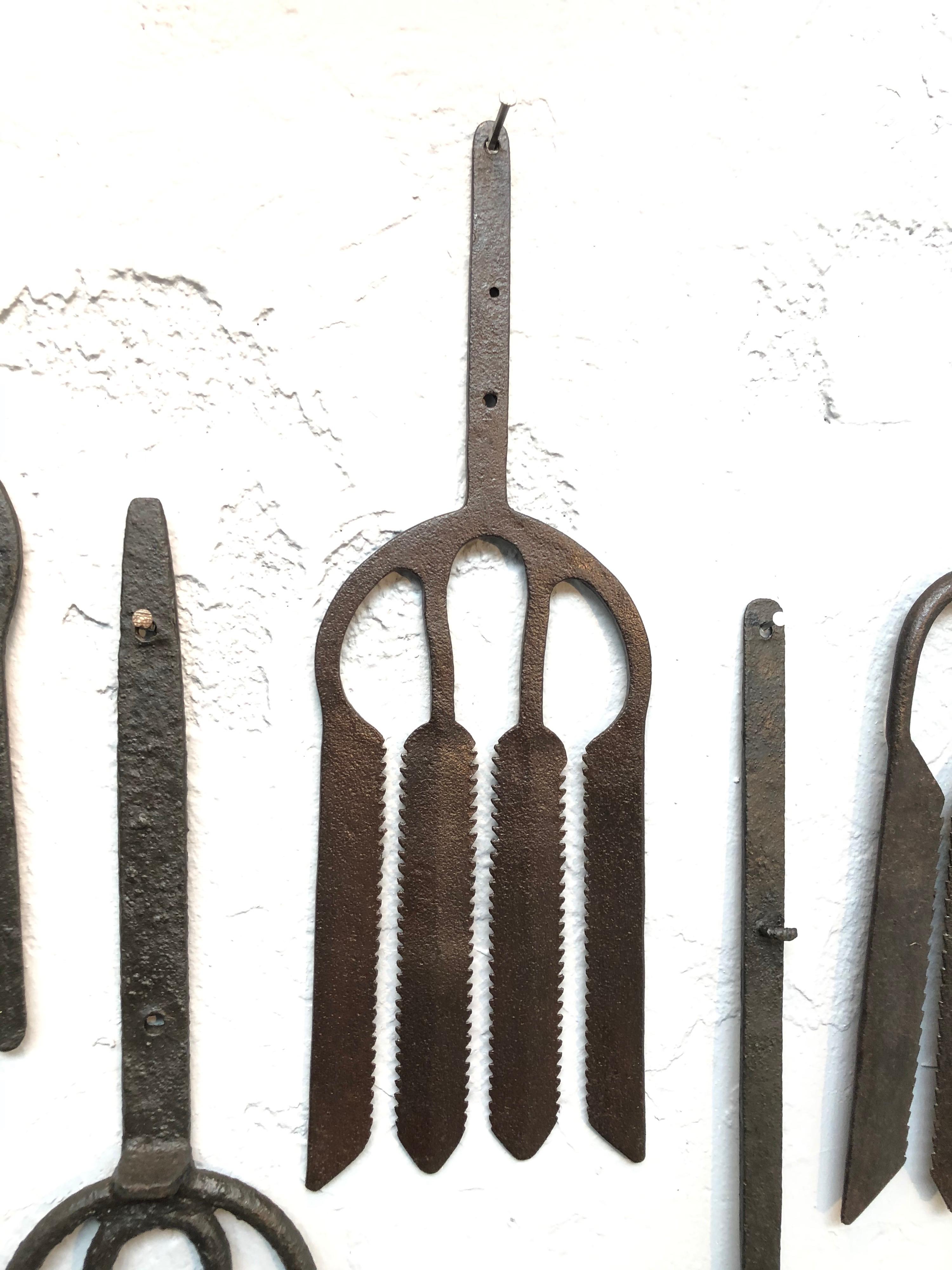 18th Century and Earlier Collection of Antique Wrought Iron Eel Forks