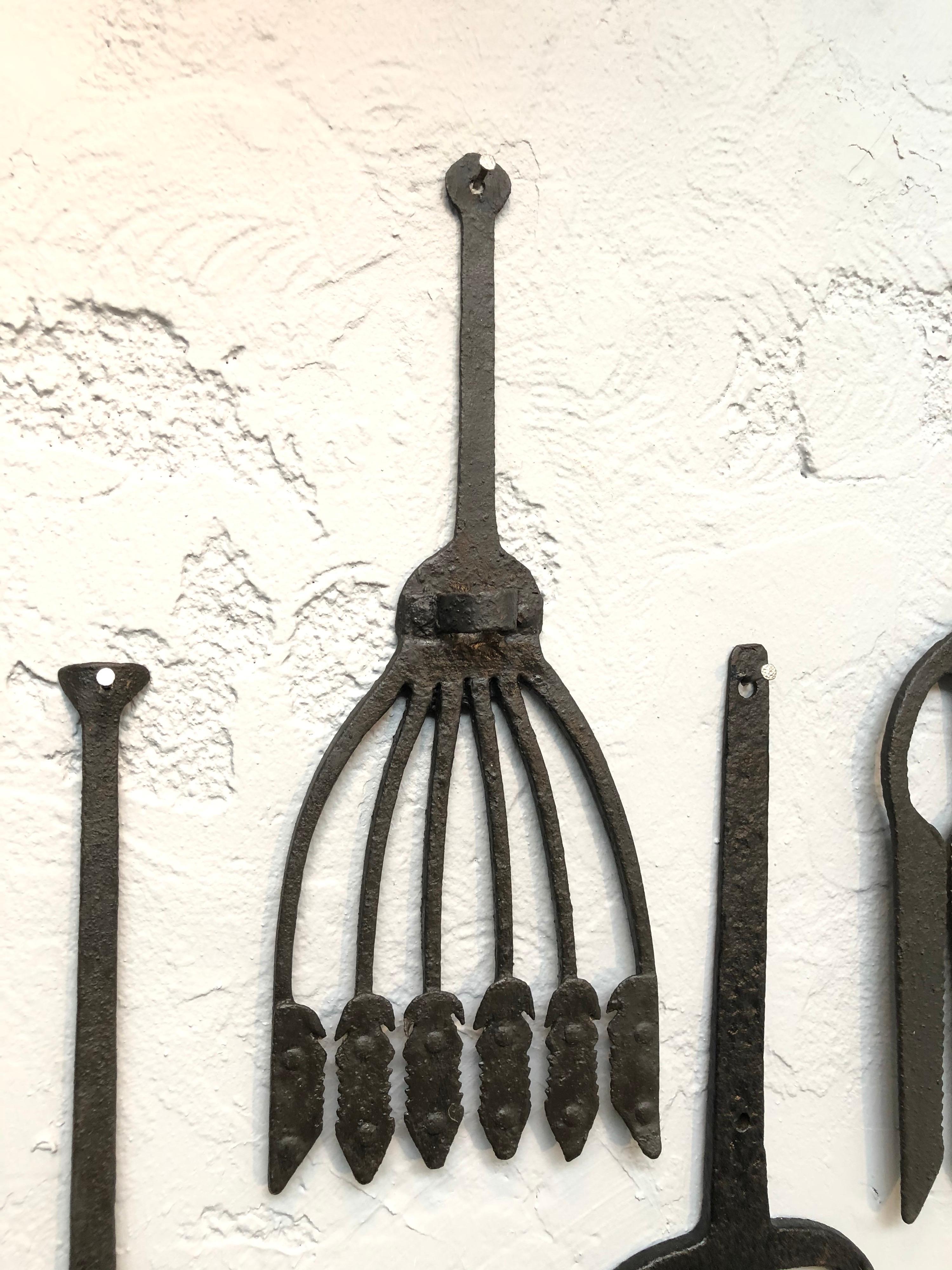 Collection of Antique Wrought Iron Eel Forks 1