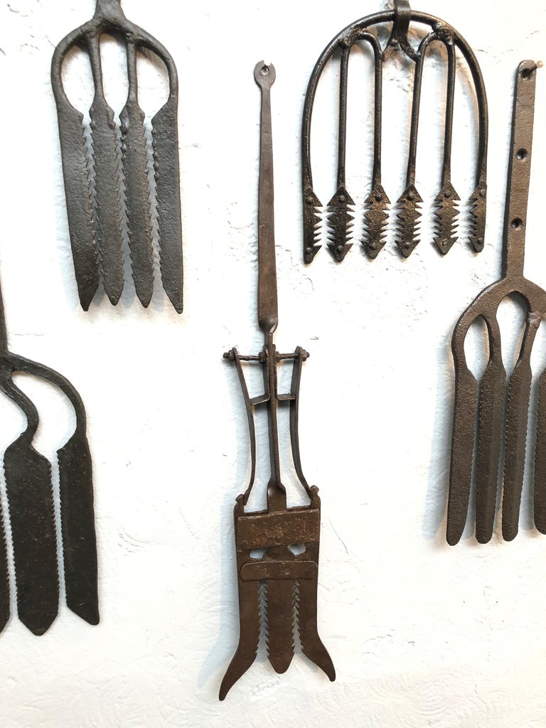 Collection of Antique Wrought Iron Eel Forks at 1stDibs eel forks for