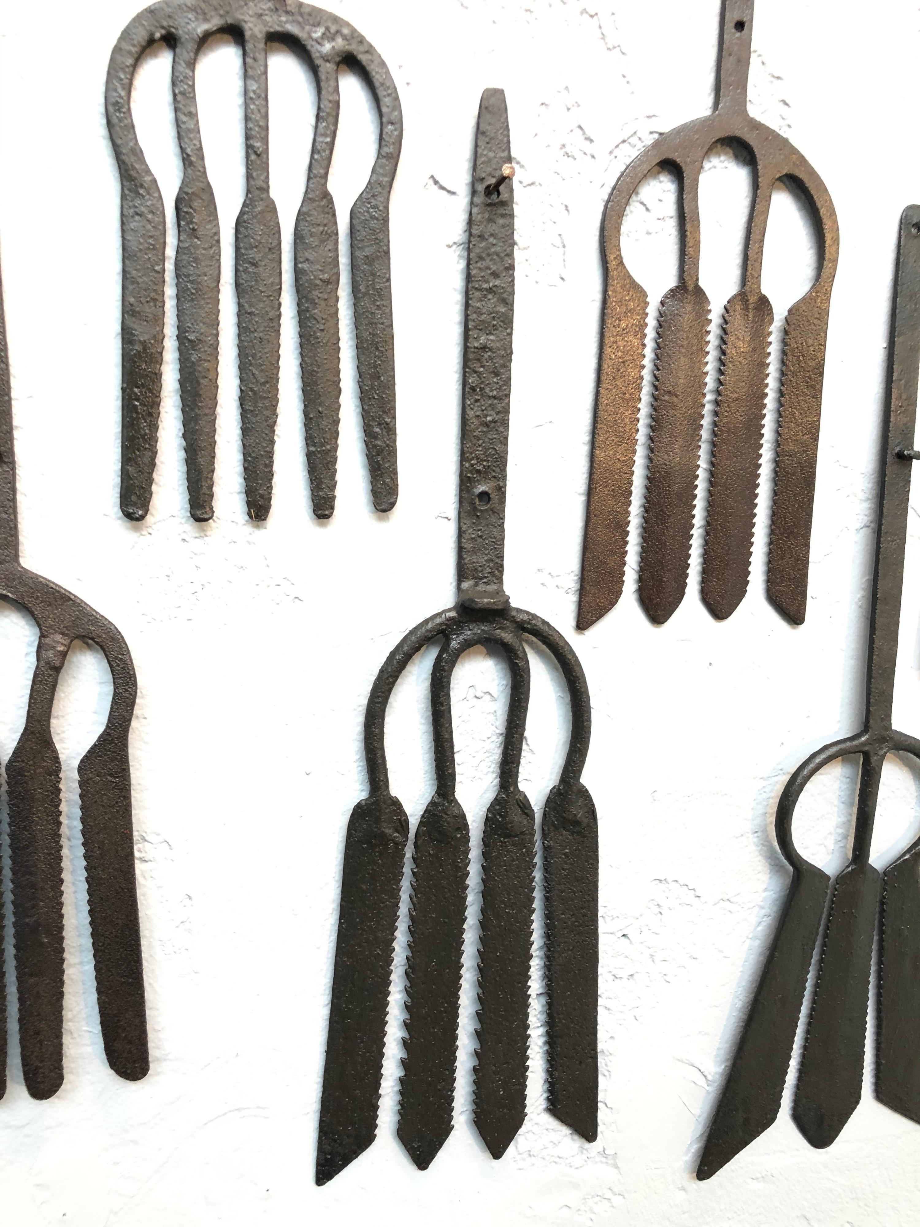 Collection of Antique Wrought Iron Eel Forks In Good Condition In Søborg, DK