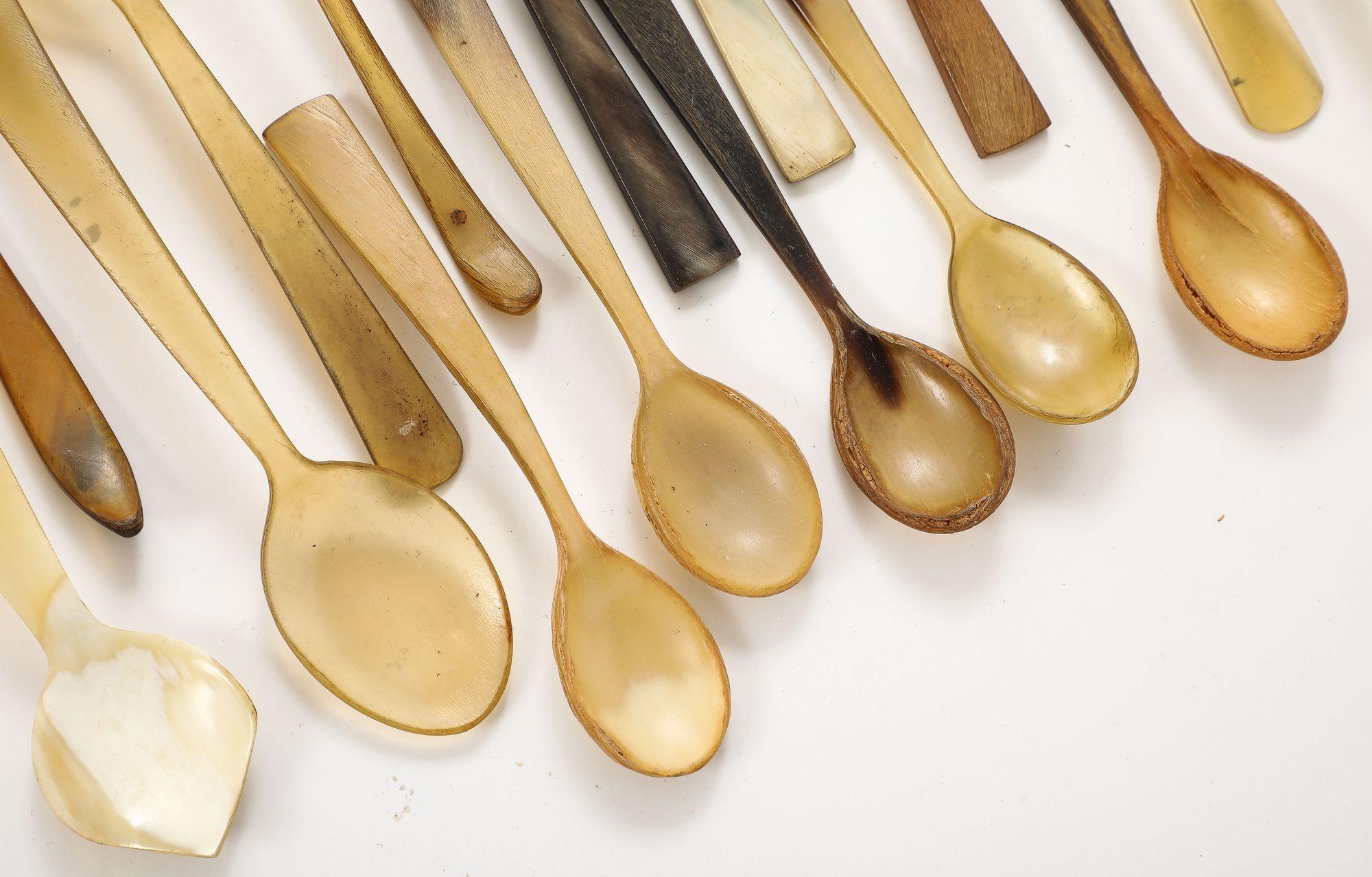 A Collection of Carved Horn Teaspoons In Good Condition For Sale In Greenwich, CT
