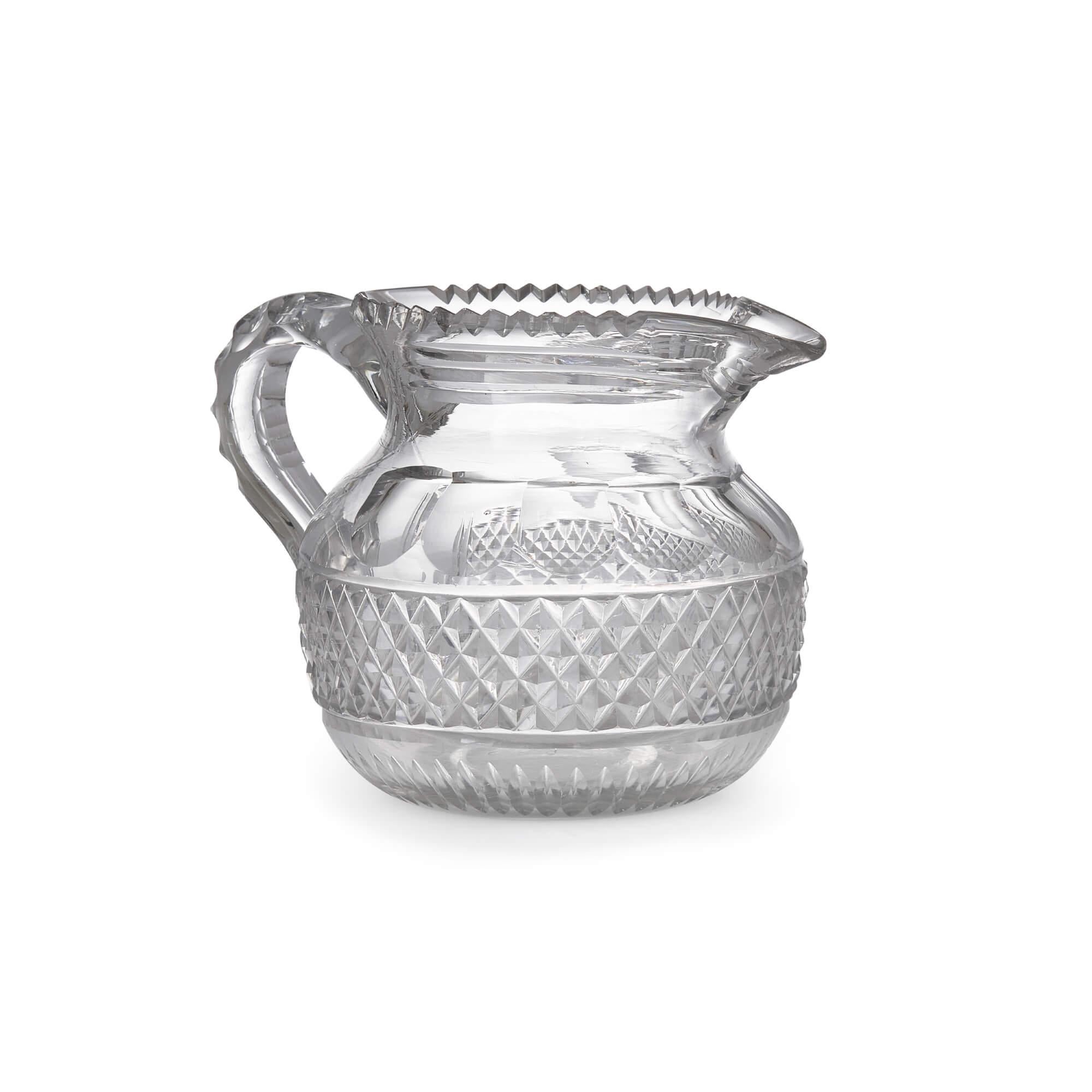 Modern Collection of Engraved and Hobnail Cut Glassware, English, 20th Century For Sale