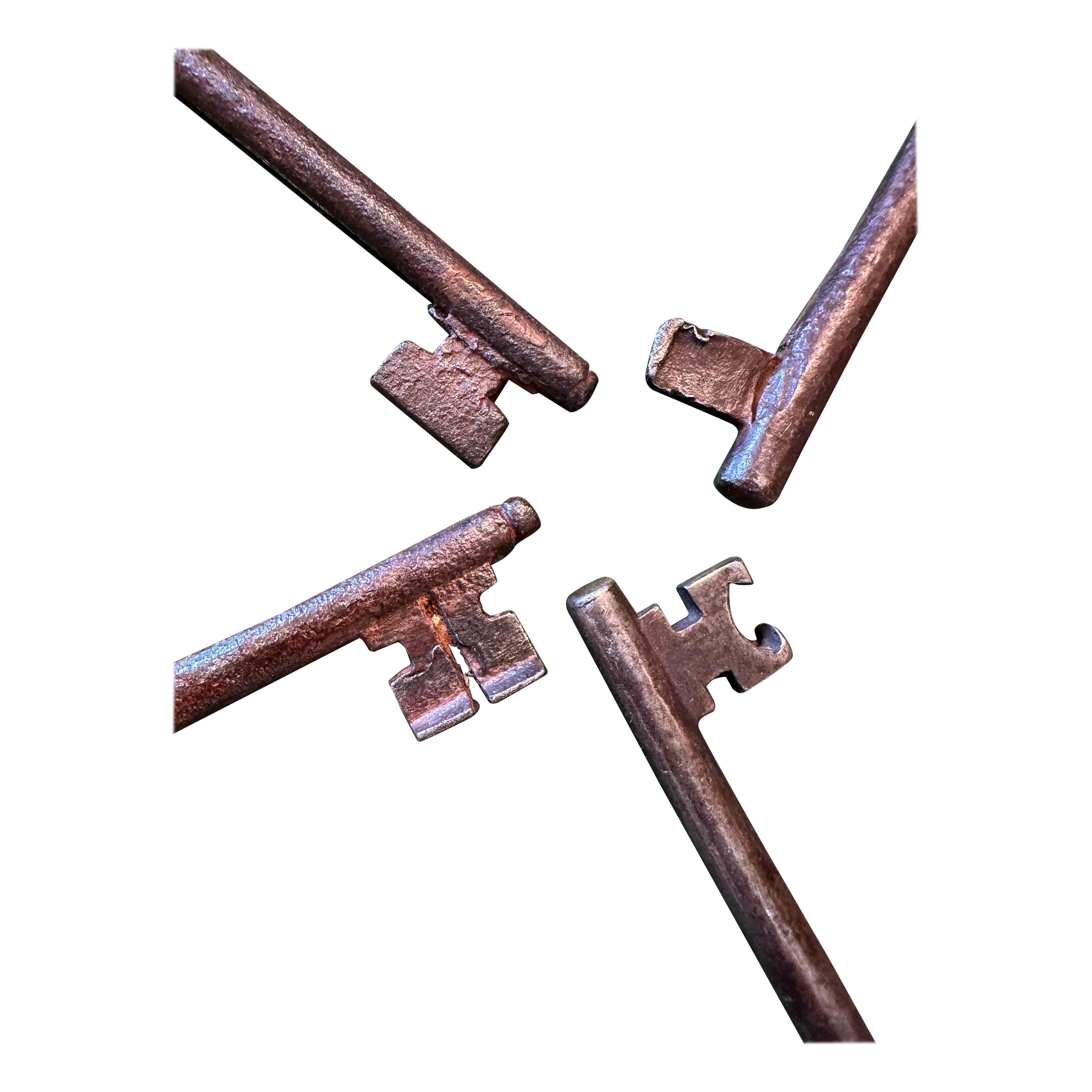 A collection of four 19th century iron keys in vendita