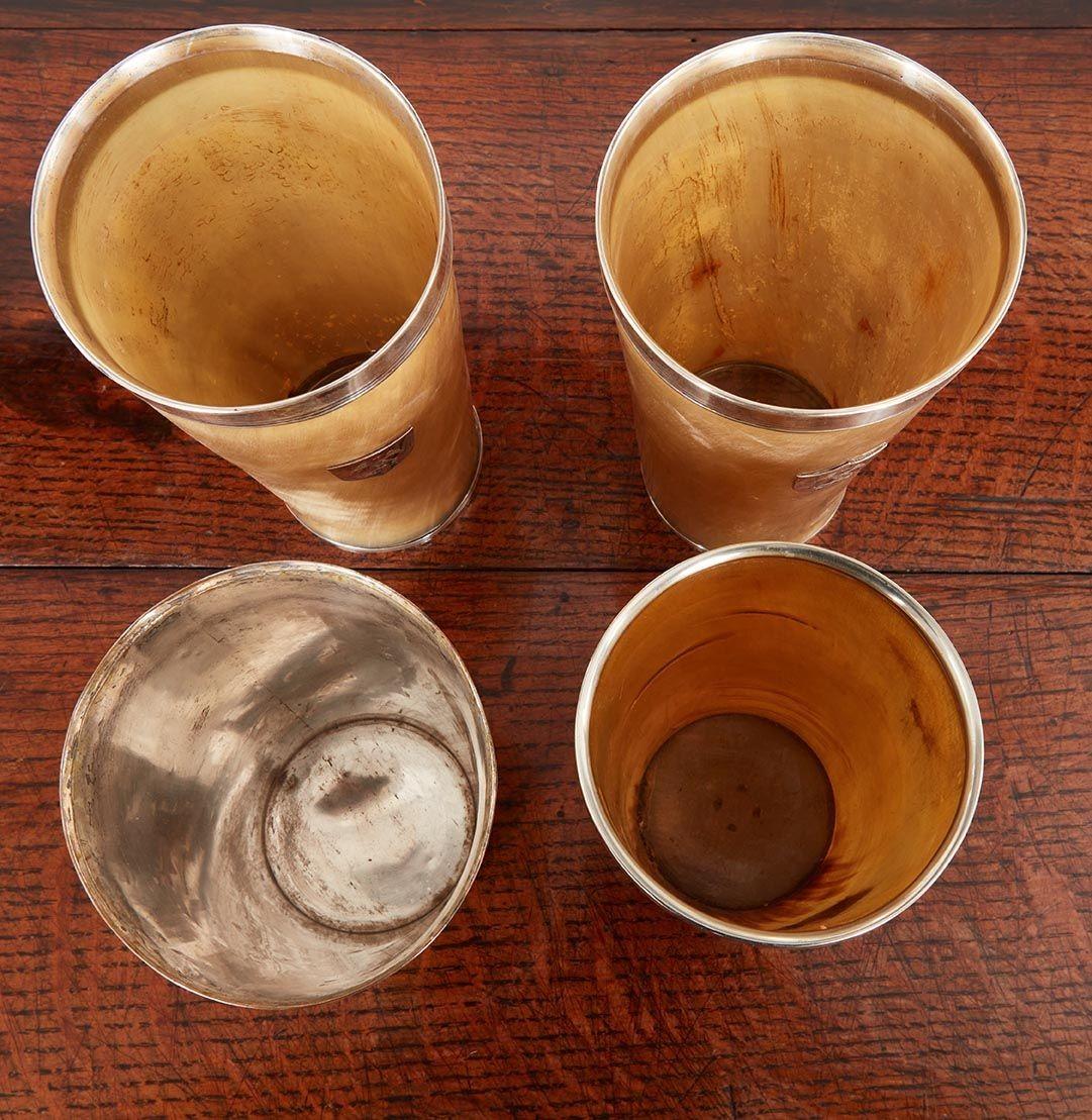 A Collection of Four Extra Large Silver Rimmed Horn Cups 3