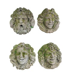 A Collection of Four Vicenza Stone Masks. Works from a Venice 19th Century