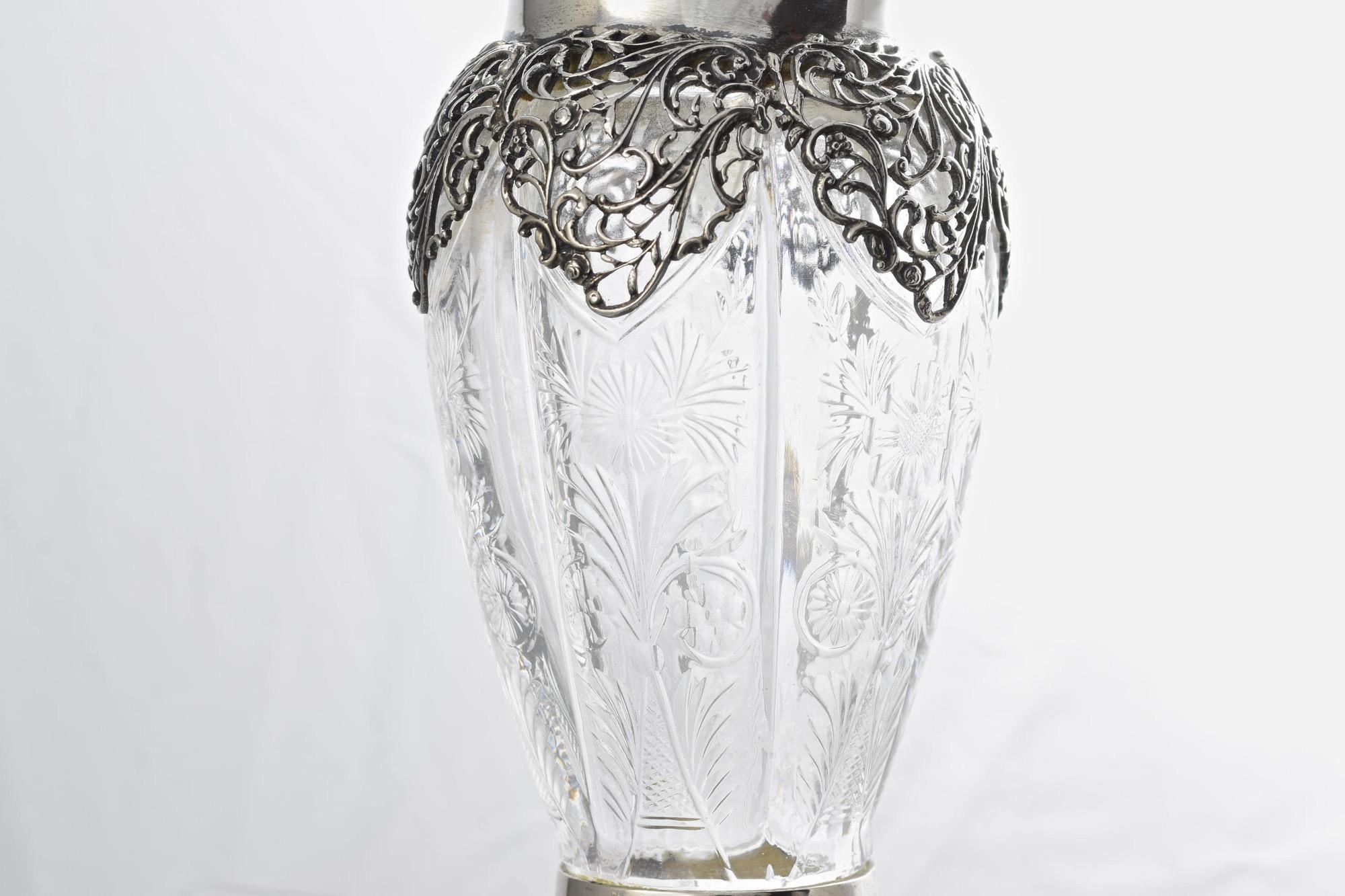 Colección de cuencos y jarrones de cristal tallado calcográfico montados en plata de la época victoriana tardía en Bueno estado para la venta en London, GB