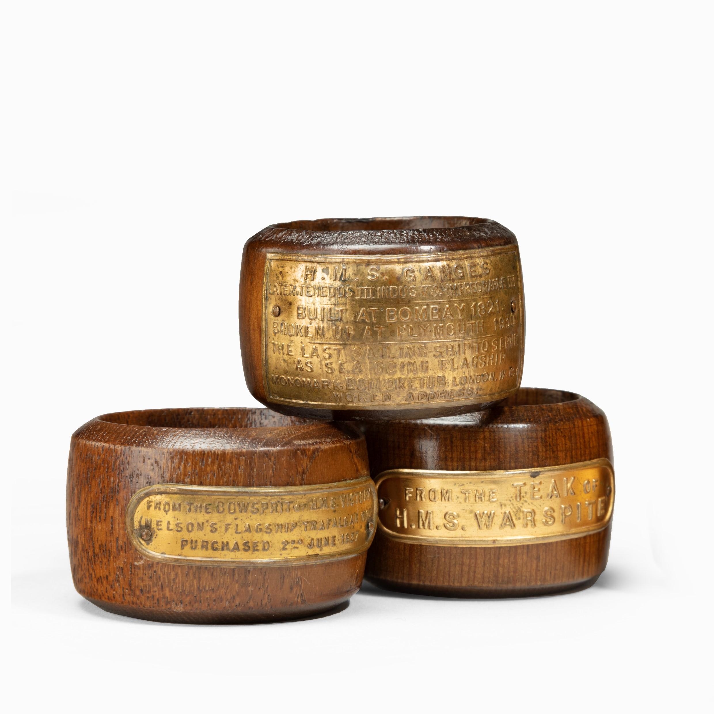 English Collection of Napkin Rings Made from Ships’ Timbers