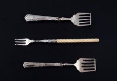 A collection of old silver cutlery, six pieces. Late 19th C.