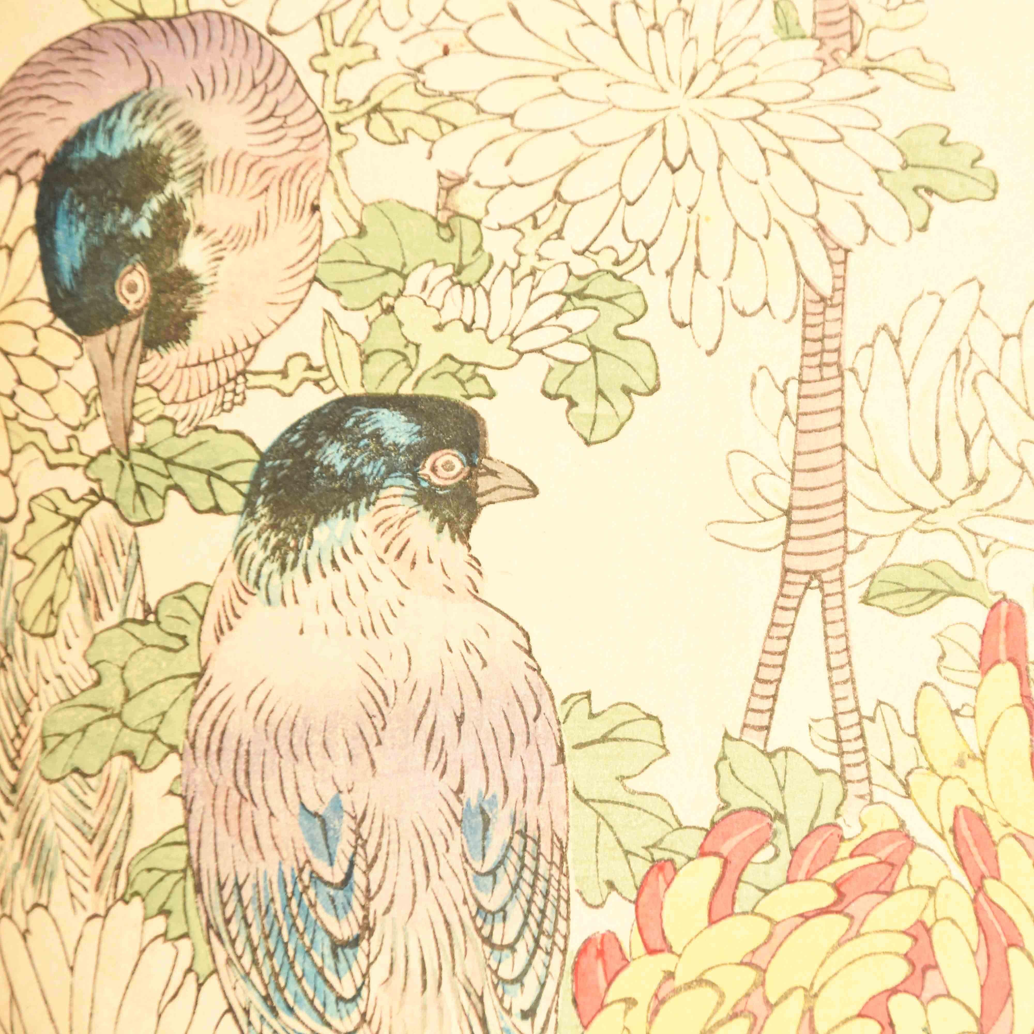 Kollektion von Drucken und Gemälden von Vögeln und Blumen von Kono Bairei im Angebot 5