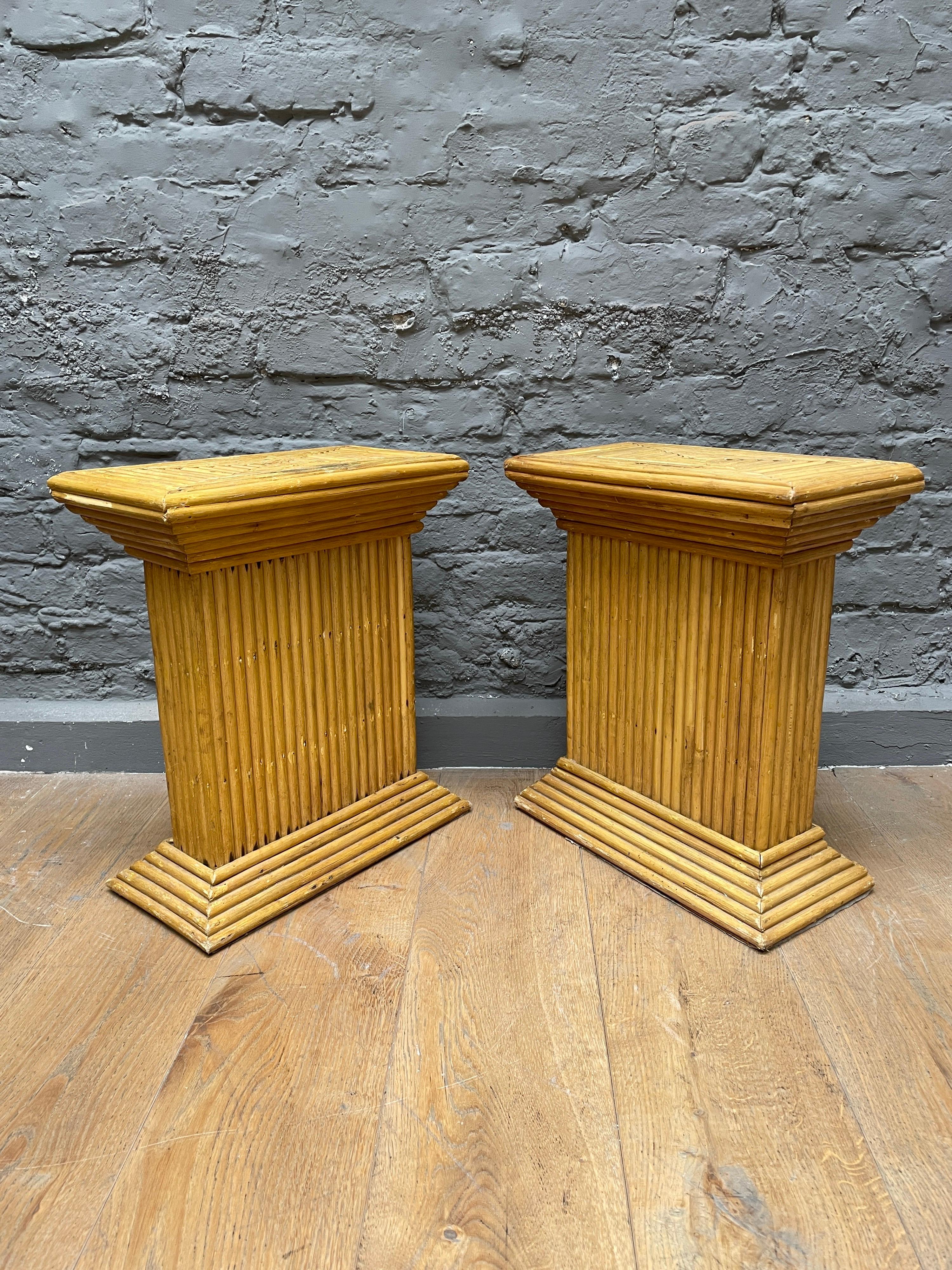 20th Century Collection of Rattan Pedestals