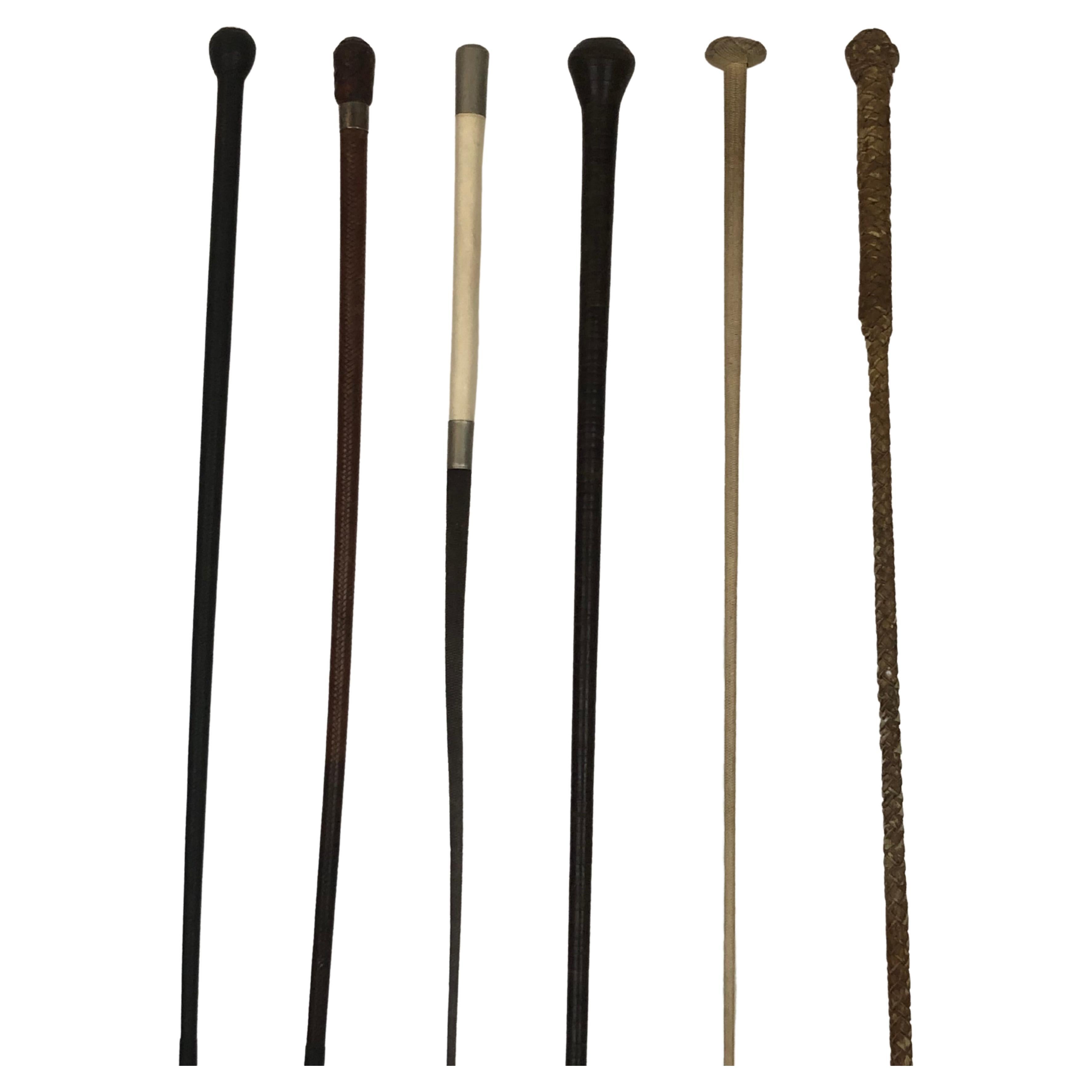 Collection of Six Rare Riding Crops and Swagger Sticks, Including Hermes  