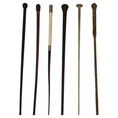 Antique Collection of Six Rare Riding Crops and Swagger Sticks, Including Hermes  