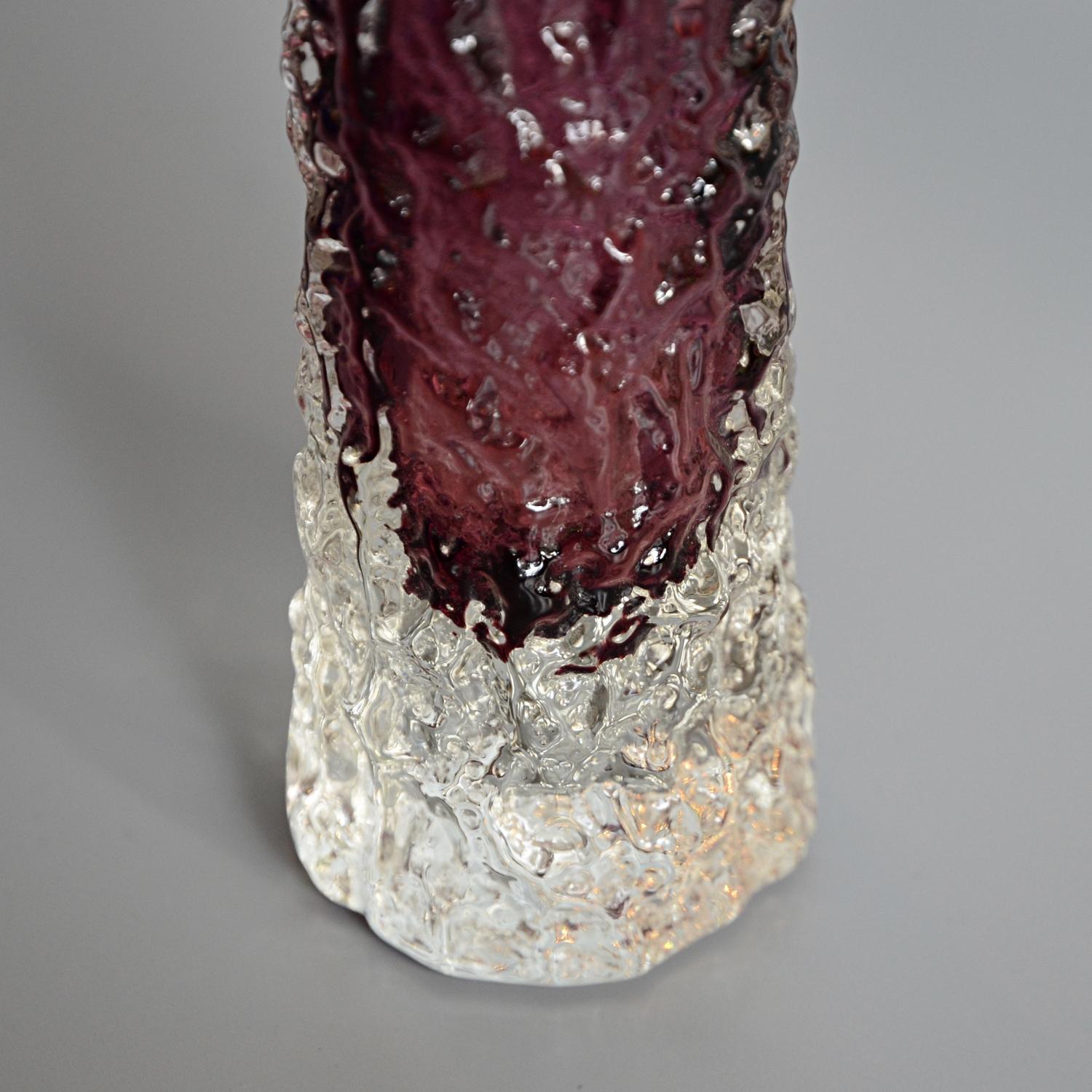 Collection of Six Textured Glass Vases by Geoffrey Baxter for Whitefriars 3