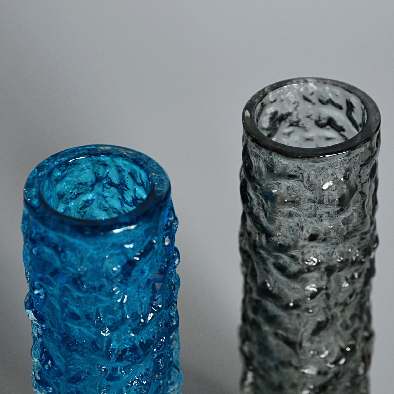 English Collection of Six Textured Glass Vases by Geoffrey Baxter for Whitefriars