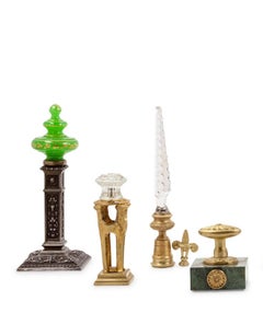 Collezione di ornamenti da tavola del XIX e XX secolo, cristallo tagliato, bronzo dorato