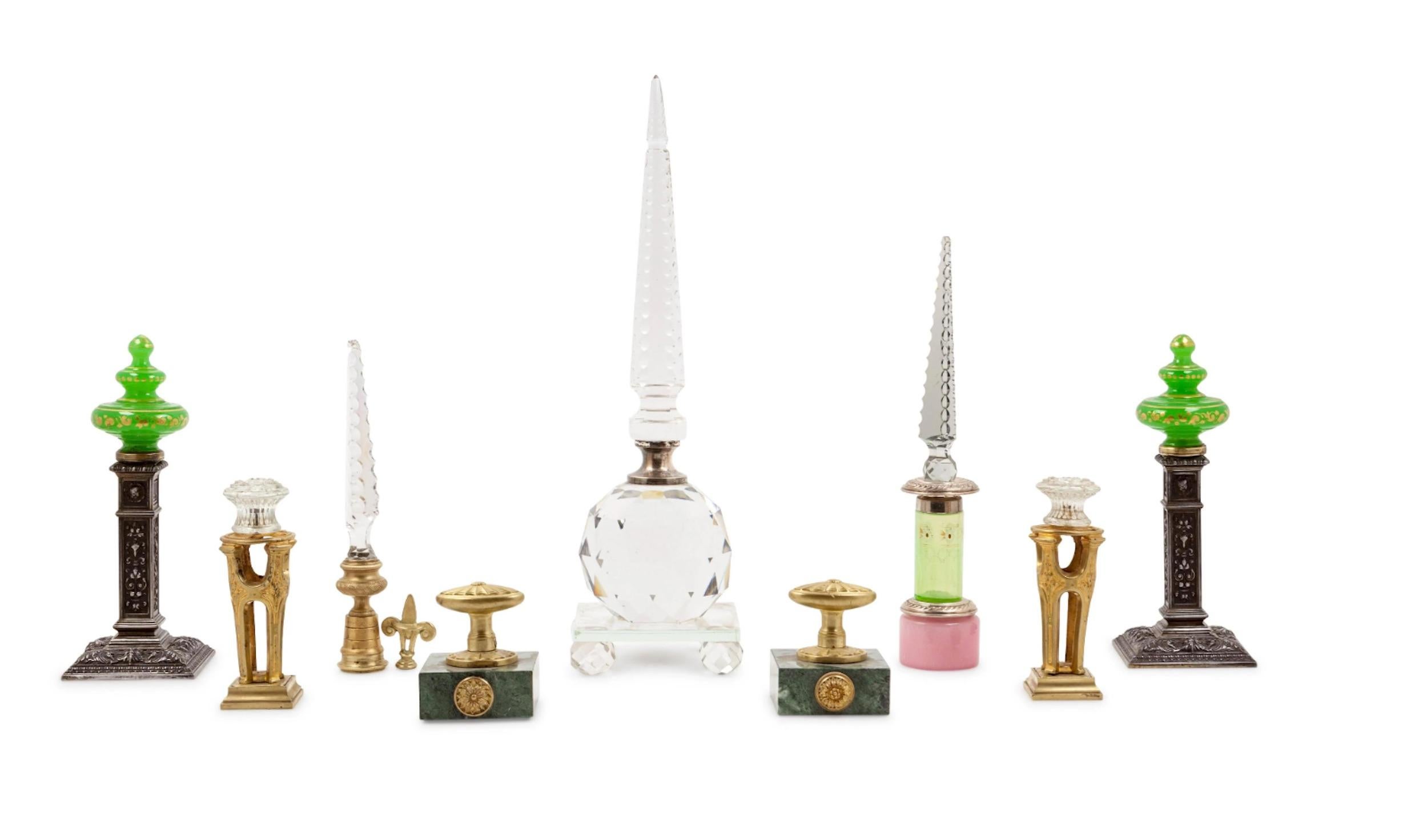 Collection of Table Ornaments 19th and 20th Century, Cut Crystal, Gilt Bronze In Excellent Condition For Sale In Buchanan, MI