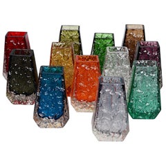Retro Collection of 14 Textured Glass Vases by Geoffrey Baxter for Whitefriars Glass