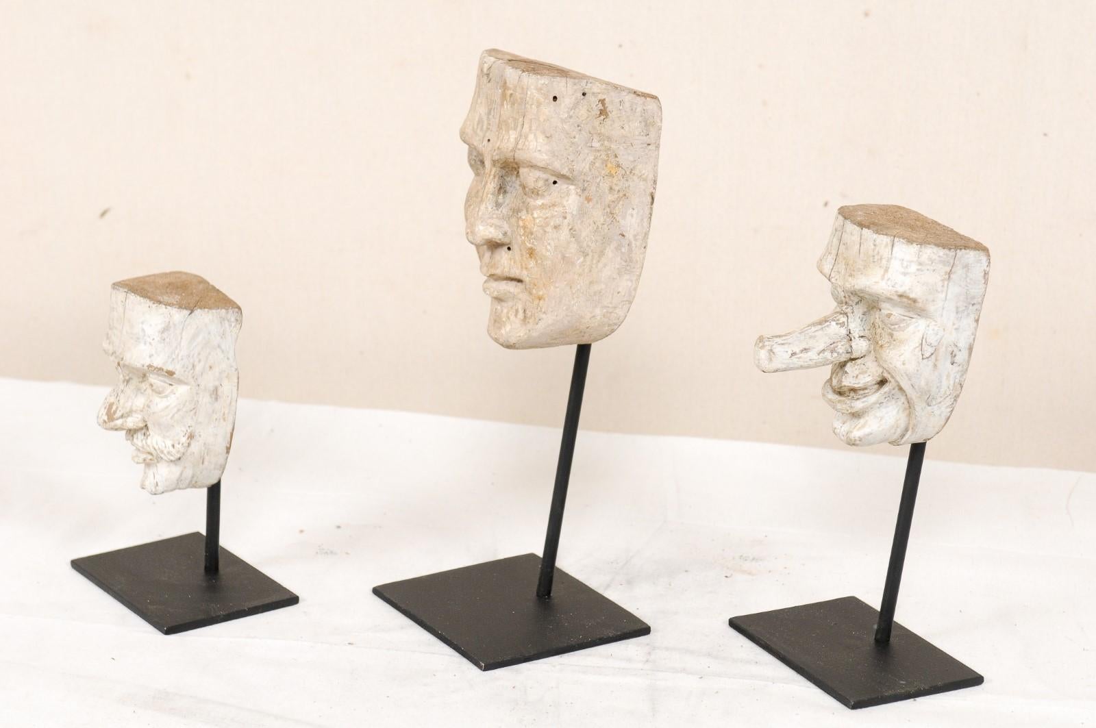 Collection of Three Mid-20th Century Mask Molds from Ecuador on Custom Stands 4